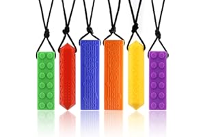 KEFU Sensoriel Collier a macher(6 packs),Outil sensoriel texturé à mâcher,améliorer la mastication et les morsures.Convient aux personnes souffrant d'autisme et de TDAH, de troubles anxieux, etc. (Bleu)