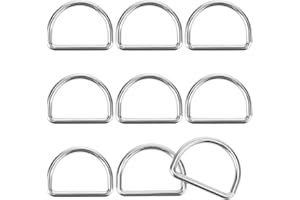 Aiyorse 9 Pack 1 Inch D Ring, 3mm Thickness Stainless Steel Heavy Duty D Ring for Bag Metal Solid D Rings for Dog Collars, Backpacks, Webbing Straps Belts Bags Dog Leash Hand DIY Accessories(Sliver)