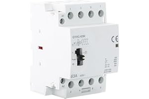 DEWIN AC Contactor, 3-Phase 4-Wire Household AC Contactor 4P 63A 4NO Four Normally Open 400V DIN Rail Manual Automatic Contactor