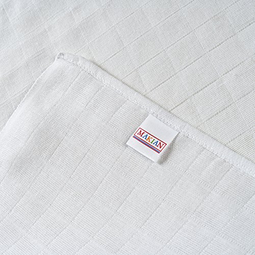 Mullwindeln / Spucktücher – 10er Pack, 80×80 cm, weiß | PREMIUM QUALITÄT – schadstoffgeprüft, doppelt gewebt, ÖKO-TEX zertifiziert, verstärkte Umrandung, kochfest | Stoffwindeln & Mulltücher fürs Baby - 5