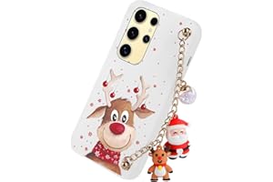 Yoedge Weihnachten Handykette Handyhülle für Samsung Galaxy S24 Ultra 5G 6,8" Hülle mit Band, Weihnachts Schutzhülle mit Muster Hirsch, Weich Silikon TPU Stoßfest Christmas Case für Samsung S24 Ultra