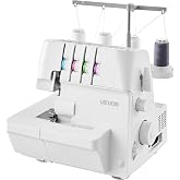 VEVOR Overlock Sewing Machine, 1250 Stitches Per Minute, Capacity for 2-3-4 Threads, Adjustable Differential Feed, with Free