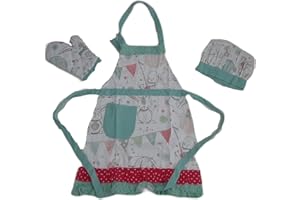 DATAPRICE Set de Cocina Infantil, Kit Cocinero para Niños y Niñas, Set de Cocina para Niñas con Delantal, Manopla y Gorro