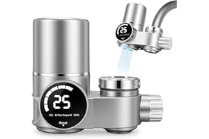 OKANEMOQI Water Filter Faucet with 13x Filtering, Faucet Filter for Drinking Water UV Light & LED Display - No Battery Required, Removes Chlorine, Heavy Metals & Odors