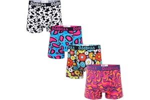 OddBalls Mens Boxers, 4 Pack - Patterned, Cotton Boxer Shorts Briefs