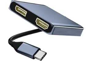 AUKOKIOULA USB C to HDMI and DisplayPort Splitter Adapter 4K@60Hz, Dual Monitor Adapter for Extended Display with HDMI/DisplayPort/USB3.0/100W PD Fast Charging, Compatible with MacBook/Dell/HP/Lenovo