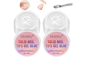 EBANKU 2 szt. Stały klej do paznokci Fałszywe tipsy Klej Wyczyść Prasa na cyrkonie do paznokci Klej Stały klej do paznokci akrylowych Fałszywe paznokcie (Potrzebne utwardzanie)