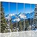 Produktbild Feeby Leinwandbild - 5 Teile - Bilder Wand Bild Wandbilder Kunstdruck XXL, 5-Teilig, Typ C, 300x140 cm, Berge, Natur, Blau