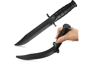 Aoriher 2 Cuchillos de Entrenamiento de Goma de Seguridad Cuchillo de simulación Negro Clásico Cuchillo de Artes Marciales Suave Falso de TPR, Aspecto y Sensación Realistas