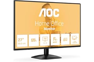 AOC 27B31H - Monitor 27 Pulgadas FHD, 120Hz, LCD, 1 ms MPRT, Adaptive Sync., Low Blue Light (1920x1080, HDMI, D-Sub), Negro