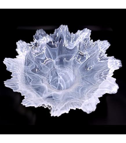 CENTROTAVOLA IMPERO IN VETRO STAMPATO CON FIORI IN CRISTALLO PLATINO