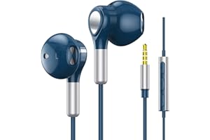 BENEWY Słuchawki przewodowe, słuchawki douszne przewodowe, słuchawki douszne, gniazdo 3,5 mm, przewodowe słuchawki z mikrofonem i regulacją głośności dla iPhone'a, Samsunga, Androida, iPada, MP3 (Niebieski)