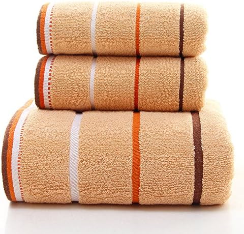 SAIYI 100% Cotton Bath Towels 600gsm Large Luxury Multi Stripe Super Soft Combed High Quality Bathroom Towels, Beige,Pink,Camel,Grass green (Camel)