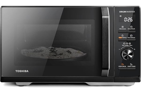Toshiba MW3-AM25PFI(BK) Endast mikrovågsugn 25 L 900 W med original Chef-Defrost-växelriktare, 10 effektnivåer, 7 automatiska menyer, Easy Clean