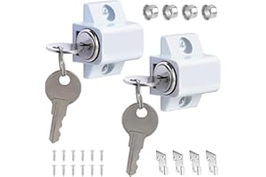 Habwea 2 Pièces Verrou Porte Coulissante Serrures pour Fenêtre Verrous de Porte Patio Coulissants Blancs Serrure de Fenetre