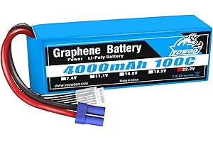 YOWOO POWER Yowoo 6S 22.2V 100C 4000mAh Graphene Batterie con spina EC5 RC Lipo per aereo RC Elicottero Quadcopter Auto Camion Barca Drone Hobby Goblin Heli 500 Mikado GAUI KDS ElyQ Allinea Trex-550 600