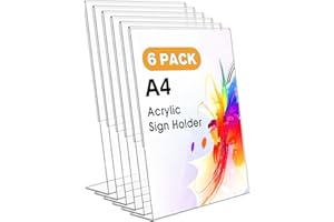Ourui A4 Aufsteller, 6 Stück Tischaufsteller/Acryl Schilderhalter L-Ständer für Cafés, Restaurants, Ausstellungen, Büros, Werbeaktionen