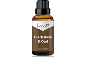 ESSLUX Black Rose & Oud Fragrance Oil - Essential Oils for Diffuser, Candle Soap Making Scents, Aromatherapy Scented Massage, Perfume for Humidifier Home Fragrance, 30ml