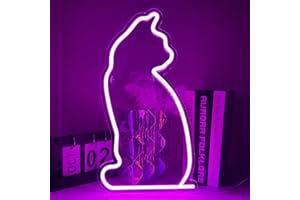 XJNOLGXIQU Chat Néon Rose Néon Signe LED Personnalisé Néon USB Néon pour Chambre Chevet Décoration de La Maison Fête Décoration Murale