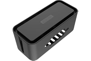 NTONPOWER Skrzynka na kable XXL, pojemnik na przewody, pojemnik do przechowywania kabli, kabel do ładowania, z tworzywa sztucznego ABS, z wentylacją, 38,5 x 13,5 x 15 cm, czarny, organizer,