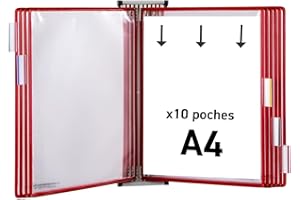 Djois made by Tarifold Fr 414103 – Support Kit Mural document Tarifold métal, 10 pochettes A4 Rouge, Présentation documents