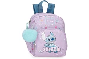 Joumma Disney Lovely Stitch Mochila escolar mochila infantil fabricada en Poliéster, Tirantes anchos y ajustables que se adaptan, bolsillo frontal.