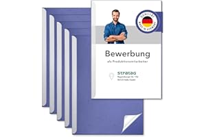 STRATAG Klemmschienen-Bewerbungsset Start Basic (Blau, 5 Stück) mit transparentem Deckel aus PP Kunststoff sowie Binderücken aus robustem 290 g/m² Karton Lederstruktur (5 Bewerbungsmappen Blau)