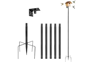 Supaway 1 Pezzo Supporto regolabile per casetta per uccelli 220cm Set universale per giardino con base a 5 bracci per mangiatoie, stazioni meteorologiche (Senza casetta per uccelli e viti), Nero