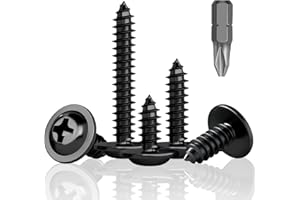 HXJDAM 120Pcs M4.2x38mm Black Self Tapping Screws - Flat, Pan, Wafer Head Screws for Plastic, Sheet Metal, Pasterboard, Wood, Aluminum