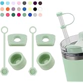 DUNLAGUE Silikon D&ouml;k&uuml;lme Durdurucu Seti Stanley Cup 2.0 30oz ve 40 oz Hasır Kapaklı (2'li Set, Matcha)