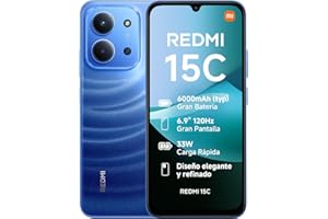 XIAOMI Redmi 15C - Smartphone de 4+256GB, Cámara Dual con IA de 50 MP, Pantalla inmersiva de 6,9" 120 Hz, Potente procesador octacore, Carga rápida de 33W, Cargador no Incluido, Azul (Versión ES)