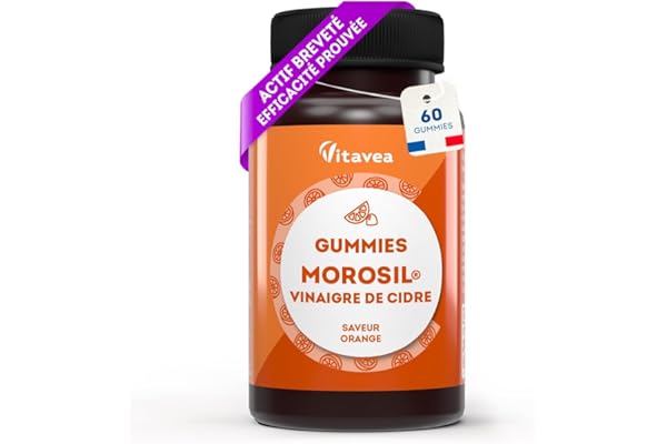 Gummies Morosil® 400 mg et Vinaigre de Cidre - Efficacité Scientifiquement Prouvée du Morosil®, Actif Breveté - Saveur Orange - Convient aux Vegans - 60 unités - Vitavea