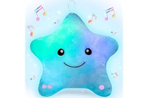 NYOBABE Sensory Toys for Autism,Musical Light Up Star Sensory Lights,Soft Plush Pillow,Kids Sleep Aid Adhd Autism Toys,Birthday Xmas Gifts for Toddler Boys Girls Age 3 4 5 6 7 8 9 10 Blue