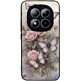 BG AKSESUAR Xiaomi Redmi Note 15 Pro ile Uyumlu Yaldız &Ccedil;i&ccedil;ek Desenli, Mat Siyah, Yumuşak Silikon, Şok Emici Koruyucu Kılıf