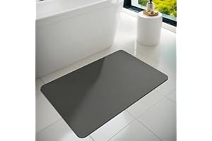 Dolic Bath Mat Bathroom Rugs Rubber Non-Slip Thin Mat Absorbent Quick Dry Bath Rug for Bathroom Floor Bathmat Shower Rug for Outside Bathtub Shower Room (Dark Grey 40 x 60 cm)