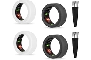 lasuroa 4pcs Silicone Ring Cover for Oura Ring Gen 3 Protector, Elastic Smart Ring Protective Cover with 2 Cleaning Brushes for Working Out Black & White