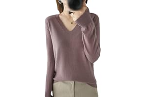KELSIOP Ladies Sweater Autumn Winter Cashmere Knit V Neck Sweater Casual Soft Slim Basic Sweater Sweater