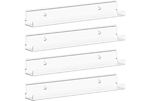 Lifewit Estantes flotantes para vinilos, Paquete de 4 Unidades de 12 Pulgadas, estantes de Pared de acrílico Transparente para decoración de Habitaciones con Libros/Maquillaje en el Dormitorio.