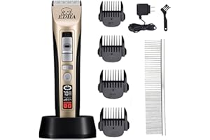 EDHA Hundeschermaschine, Haarschneidemaschine Hunde, 5-Geschwindigkeit Geringe Vibrationen Wiederaufladbare Tierhaarschneider Trimmer Rasierer Tierhaarschneidemaschine Haustiere für Hunde/Katzen/Pferde