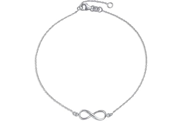 Bling Jewelry Romantique Coeur Infinity Figure Huit Amour Noeud Charme Double Bracelet De Cheville Bracelet De Cheville Pour Les Femmes En Argent Sterling .925 Réglable De 9 À 10 Pouces Avec Rallonge