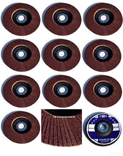 10 Standard Fächerscheiben Ø 115 mm x 22,23 mm Korn 120 Schleifscheiben Schleifmoppteller Holz & Metall, braun
