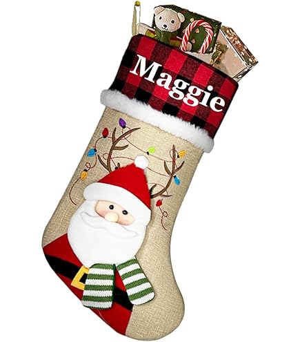 Calze Di Natale Personalizzate Con Monogramma - Ideali Per Camino E Decorazioni Festive - Taglia Grande - Foto 9