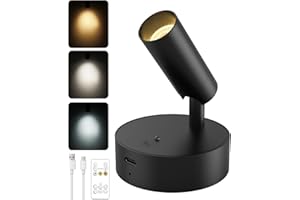 ‎GOODEA Kabellose Spotlight Aufladbar Wandstrahler Innen mit 3000mAh Akku, 3 Farben Dimmbar Wandspot mit Timing Fernbedienung, Schwarz Akku Wandleuchte für Bilderbeleuchtung Pflanzenbeleuchtung [1er Set]