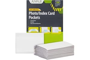 JUVALE 100 Pack Clear Self-Adhesive Pocket Label Holders for Index Cards 3x5, Bulk Top Load Plastic Sleeves for Storage