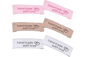 Nsiwem Etiquetas Handmade 150 Piezas Etiquetas de Tela Etiqueta Ropa Etiquetas Personalizadas de Tela Etiquetas Handmade with Love Hecha a Mano para DIY Artesanía de Costura
