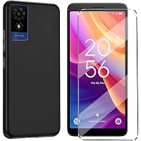 MIBZOR 3 in 1 Cover Compatibile con TCL 501 (6.0) e 2 Pezzi Vetro Temperato Pellicola Protettiva, Nero Morbido Silicone Custodia Protettivo TPU Protezione Case