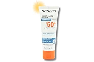 Babaria - Protector Solar Facial Con Acido Hialuronico 50+ | Crema Hidratante Facial Mujer Y Hombre | Acido Hialuronico | Bloqueador Solar | Proteccion Uva Muy Alta