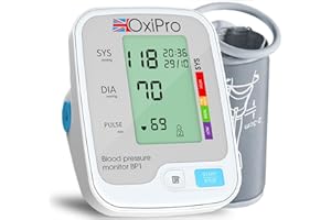 OxiPro BP1 Blood Pressure Monitors - CE Certified - MHRA Registered - UK Approved Blood Pressure Machine - BP Monitor for Home - Small to Large Cuff Blood Pressure Monitor - Certified Medical Device