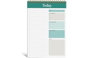 KMQOY To Do List Notepad- Daily Planner Pad Undated 52 Sheets Spiral Today Planner Note Pad Premium Thick Paper 9.8" x 6.5" For Work and Personal Organized - （Green）