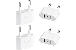 4-pack reseadaptrar från USA till EU, amerikansk kontakt till Tyskland | 2-polig omvandlare, kompatibel med amerikanska nätaggregat för USA, Kanada